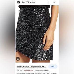 Alice + Olivia Draped Sequin Embellished Mini Skirt in Black